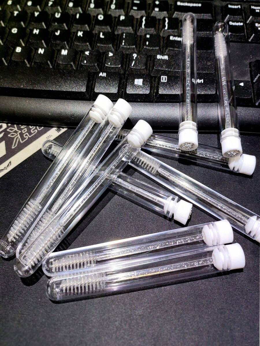 Bộ 50 cọ mascara dùng một lần, cọ mascara tái sử dụng, ống đựng chống bụi và sạch sẽ, cọ kẻ lông mày, cọ tán phấn mắt, các loại cọ trang điểm. - trắng - Xem 1