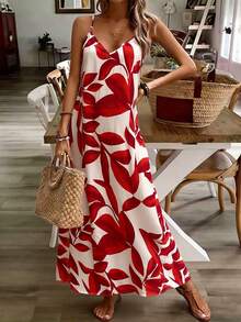 EMERY ROSE Women's Vacation Plant Print Casual Sleeveless Dress - Multicolor - View 5