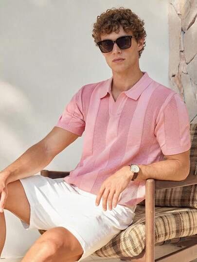 Manfinity CityGents Áo thun dệt kim cổ polo tay ngắn màu trơn thường ngày cho nam