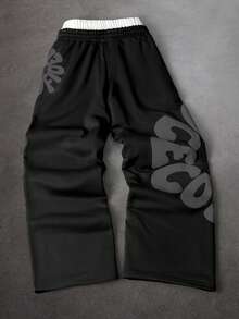 PAVTROS Men's Casual Printed Sweatpants - Black - View 2