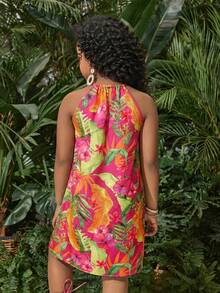 SHEIN 少女度假休闲雪纺碎花吊带连衣裙 - 彩色 - 查看 2