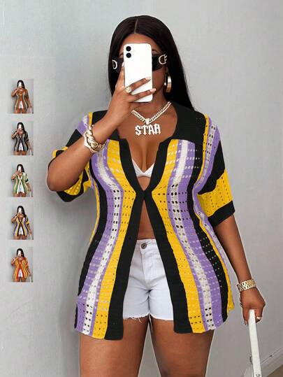 Maweii Büyük Beden Kadın Örgü Hırka, Yarım Kollu Kadın Üst Düğmeli Yarı Saydam Renk Normal Kesim, Seksi Parti Tatil İlkbahar ve Yaz Stili Sütçü Kız Yazlık Üstler Yazlık Kadın Kıyafetleri Festival Rave Üstü