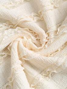 Sweetra 法式优雅复古纹理面料褶皱腰身修身连衣裙，饰以金属扣环，夏季新款性感炸弹风女装 - 杏色 - 查看 5