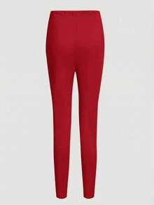 TaskEZ Solid Color V-Neck Short Sleeve Pocket Top And Pants Scrub Uniform Set - Red - View 9