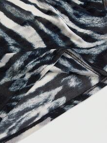 ROMWE Hippie 嬉皮风动物纹垂褶领露背性感短款女式上衣 - 彩色 - 查看 4