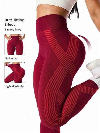 Core Rhythm 女士无缝交叉纹运动紧身裤，适合室内外瑜伽和健身，全长