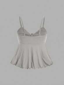 SHEIN MOD 女士系带纯色吊带背心，多件装，波西米亚风格，适合海滩装扮、西部牛仔造型、休闲上衣、锐舞派对、乡村音乐节等场合。 - 灰色 - 查看 6