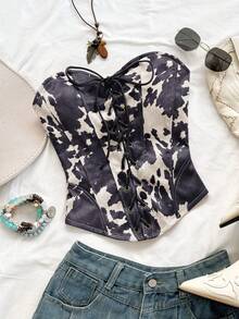 Soleia 性感麂皮系带铆钉解构露脐上衣，适合假日、约会、下午茶、度假、音乐节、波西米亚风、邮轮、海滩、夏季等场合。 - 彩色 - 查看 6