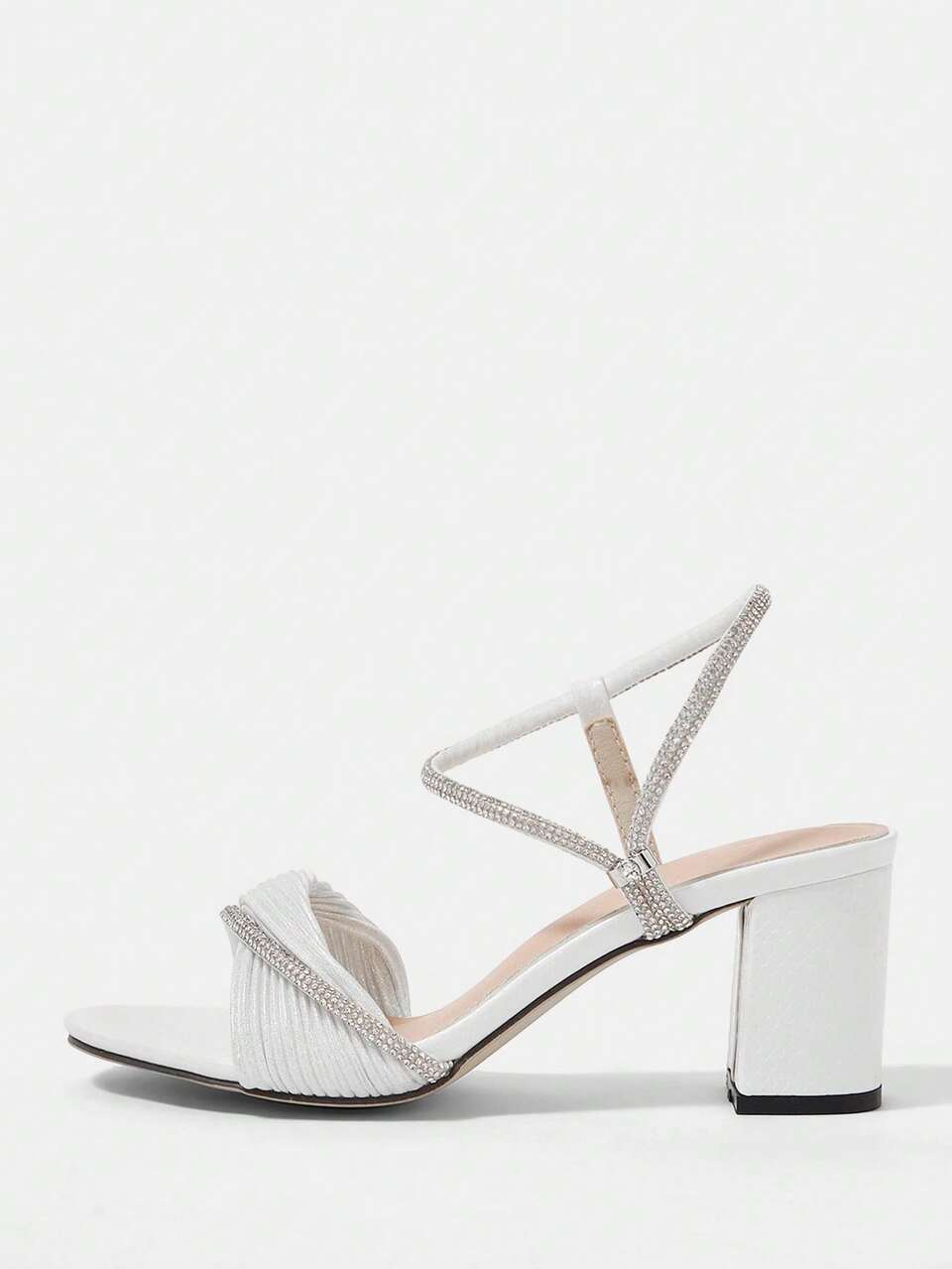 CUCCOO HITCHD Sexy Round Toe Snake Skin Pattern Rhinestone Strap Party Women High Chunky Heel Sandals For Christmas And New Year Holiday Vibe Fall And Winter Summer Shoes Wedding Shoes Bride Shoes
