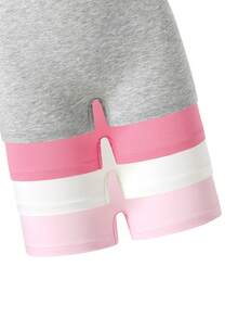 4pcs/Set Girls' Cotton Solid Color Camisole & Boyshort Underwear Set, Includes Pink, Light Yellow, Light Purple, Burgundy - Multicolor - View 3
