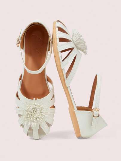 CUCCOO DOLLMOD Spring And Summer Outdoor Women's New Sandals, Hollow Thin Strap Flower Roman Sandals Women's, Round Toe Thick Sole Non-Slip Casual And Comfortable Women's Shoes