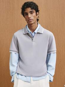 TOKVUE Men's Casual Contrast Trim Polo Shirt For Summer - Light Grey - View 5