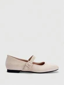 CUCCOO BIZCHIC Women Shoes Fashionable Women's Flat Shoes Comfortable Casual Versatile Holiday Dating Elegant Wear Metal Buckle Belt Design, College Style Wear, Commuting Daily, Dating Out Of The Street, Sweet Cool Style Women's Shoes - Apricot - View 3