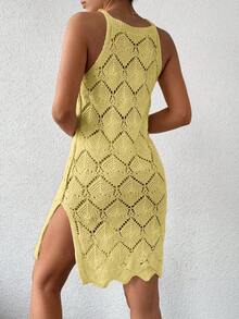 EURMUSE Women Split Thigh Cover Up Dress For Summer Vacation - Light Yellow - View 2