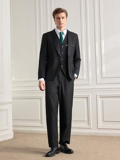 Officeau Caelus 男士新郎婚礼西装套装 高品质礼服外套 西裤 马甲 男士三件套 正式修身燕尾服 舞会西装 商务社交 正式燕尾服 舞会西装 工作办公西装