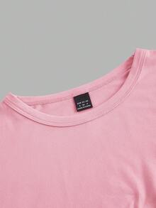 SHEIN EZwear Casual Round Neck Raglan Short Sleeve Fitted Women T-Shirt, Suitable For Summer,Summer Top - Multicolor - View 5