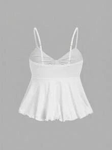 SHEIN MOD Áo hai dây buộc dây màu trơn dành cho nữ, nhiều chiếc, kiểu Bohemian, thích hợp mặc đi biển, trang phục cao bồi miền Tây, áo thường ngày, dự tiệc rave, lễ hội nhạc đồng quê. - Màu be - Xem 6