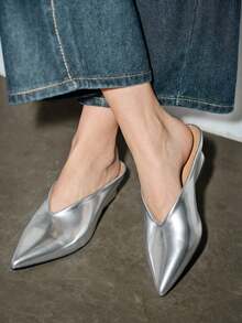 2025秋冬季 KD 2024 欧美风复古刺绣高跟长筒牛仔靴，过膝，优雅，穆勒鞋，高贵 - 銀色 - 查看 3