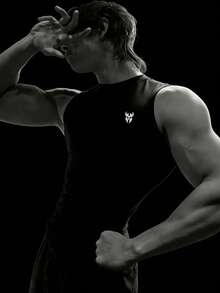 RISE LYT Men's Letter Print Casual Fitness Sports Tank Top - Black - View 4