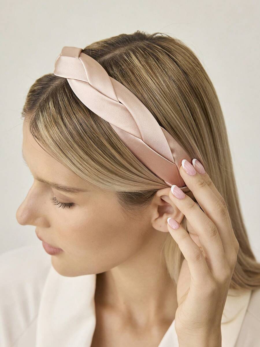 MOTF PREMIUM SOLID COLOR BRAIDED HEADBAND - Baby Pink - View 2