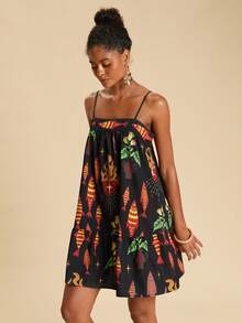 Travachic 2026新款印花吊带连衣裙，度假装扮，波西米亚风，乡村音乐会装扮，节日庆典装扮，女士沙滩装扮，女士夏季装扮，复古富贵风，毕业典礼装扮，夏季阳光连衣裙，女士生日礼服，波西米亚优雅印花白色休闲夏季度假装扮，女士休闲优雅度假装扮，亮片女士嘉年华、情人节、婚礼派对和音乐节装扮 - 彩色 - 查看 6