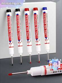 SHEIN 4支装长头记号笔 深孔长笔尖 2cm/0.78英寸 适用于金属穿孔笔 防水浴室木工装饰 - 黑紅藍綠 - 查看 7