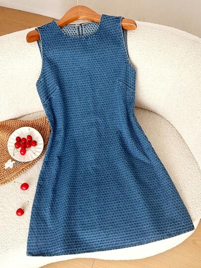 Comfortcana Vestido vaquero sin mangas casual de verano para mujer