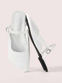 CUCCOO DOLLMOD 女士白色玛丽珍平底闭趾鞋 - 白色 - 查看 2