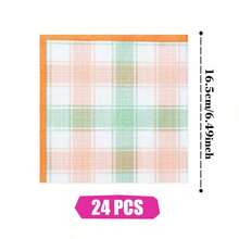 Yellow & Green Gingham Disposable Plates, Napkins And Paper Cups Party Set, Serves 24 Guests. This Disposable Paper Party Tableware Is Suitable For Birthdays, Weddings, Themed Parties And Family Picnics. - View 6