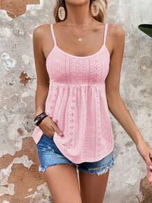EMERY ROSE Women's Casual Mesh Embroidered Camisole Top - Pink - View 6