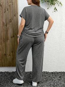 EMERY ROSE Bộ đồ 2 món phong cách tối giản thường ngày với họa tiết da báo, thích hợp cho mùa hè. - Xám - Xem 2