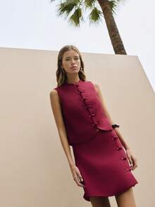 Nöista Top And Pants Set With Chinese Buttons - Burgundy - View 1