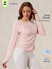OutZeal SunProof UPF50+ Cooling Sun Protection Side Pleated Drawstring Long Sleeve Tee Women - Pink - View 1