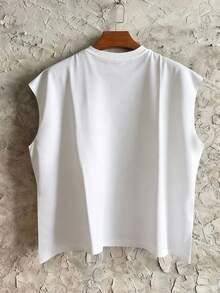 STEELVANCE Men's Letter & Lip Print Loose Fit Casual Sleeveless Tank Top - White - View 2