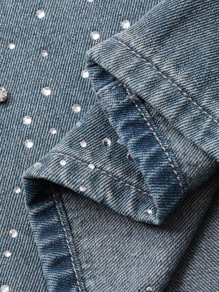 Dazy Plus Valentine Sequin & Rhinestone Decor Loose Straight Leg Long Jeans, Suitable For Autumn & All Seasons