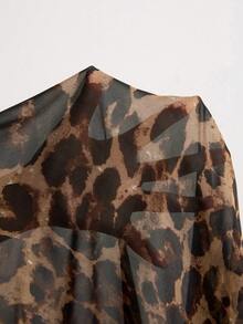 Freevana Váy quấn Sarong bằng chiffon in họa tiết da báo phong cách Boho gợi cảm – Thắt nơ bên hông, xẻ tà cao, vạt bất đối xứng, váy ngắn che phủ bikini nhẹ, nhanh khô, thích hợp cho kỳ nghỉ biển, tiệc bể bơi mùa hè dành cho nữ. - màu nâu - Xem 8