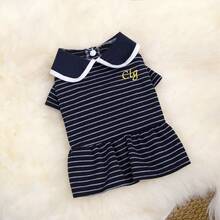 PETSIN 狗狗服装、猫咪服装、动物裙装、宠物春夏新品系列、幼犬连衣裙、公主风百搭连衣裙、条纹印花、小型动物服装、清凉防晒霜 - 彩色 - 查看 8