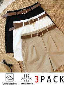 Editum 2 Packs Slant Pocket Shorts Without Belt Summer Clothes Women's Pants Women's Shorts Women Summer Shorts Cotton Shorts For Women Womens Shorts With Pockets Shorts For Women Spring Dress Shorts For Women - Multicolor - View 3