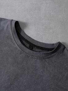 PAVTROS Men's Letter Print Round Neck Casual Loose Tank Top - Grey - View 5