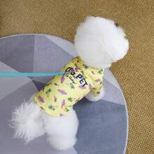 PETSIN 趣味拼布衬衫、狗狗衣服、猫咪衣服、动物连衣裙、春季狗狗衬衫、英伦风狗狗衣服、欧美新款小型动物两足服装 - 黃色 - 查看 6