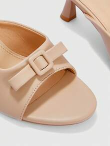 CUCCOO BIZCHIC New Apricot Thin Heel Round Toe Fashionable Simple And Elegant Temperament Solid Color Women's High Heel Sandals Summer Shoes - Apricot - View 5