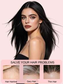 女士天然黑色假发片，真人发丝，适合头发稀疏的女性，蕾丝假发片，夹式接发，花朵发夹 - SNatural - 查看 8