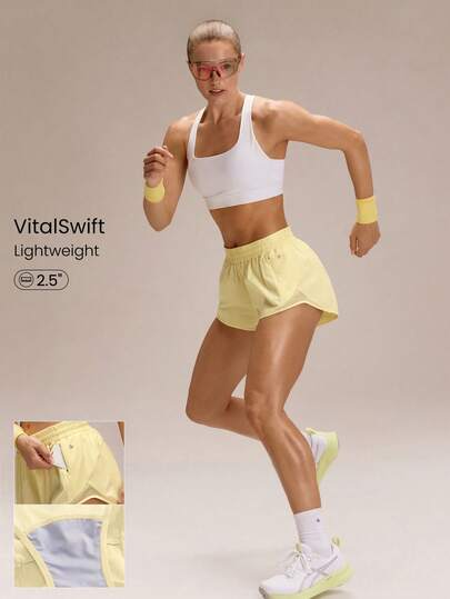 GLOWMODE 2.5" Pantalones cortos activos de cintura baja con bolsillos con cremallera, tiras reflectantes, rápido secado y livianos, con ropa interior con desodorante incorporada para correr, entrenamiento, gimnasio y uso diario. Día de San Valentín
