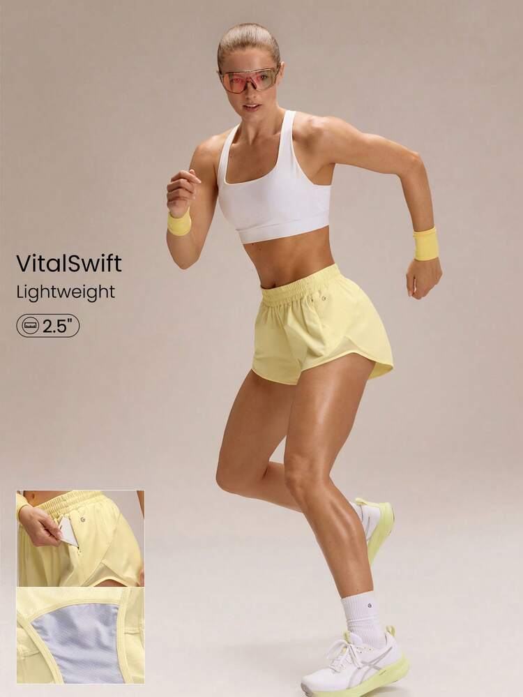 2.5" Stay Cool Quick-Dry Lightweight Zipper Pockets Reflective Strips Low Waist Active Running Shorts With Built-In Deodorant Underwear Jogging Training Gym Workout Wear Valentine's Day