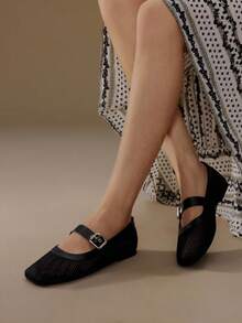 Styleloop Women's Hollow Design Buckle Flat Fashion Loafers - Black - View 3