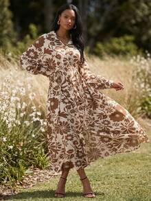 Lilora 女士印花长袖开衫连衣裙 棕色连衣裙 秋季女装 法式连衣裙 70年代连衣裙 西部风连衣裙 长袖长款连衣裙 波西米亚风连衣裙 纽扣连衣裙 印花连衣裙 复古女装 女士夏季连衣裙 女士优雅套装 女装连衣裙 Ycv9w 女装折扣码 - 彩色 - 查看 2