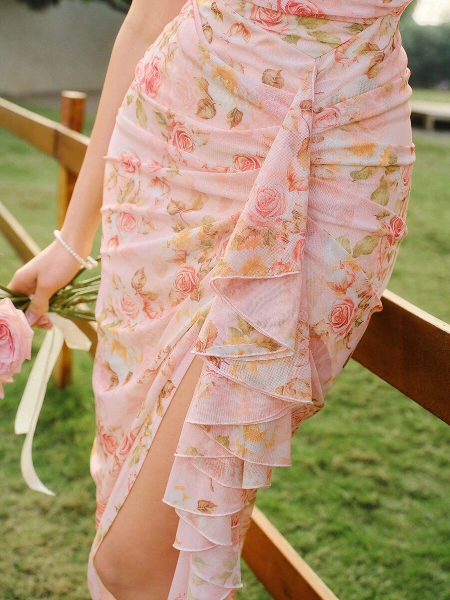 Vintamour Đầm nữ cổ điển thanh lịch, đầm lưới họa tiết hoa nhí, đầm ôm sát dáng đuôi cá với viền bèo nhún, đầm dự tiệc thường ngày, đầm hè cho nữ, trang phục hè cho nữ, đầm xuân cho nữ, trang phục mùa xuân cho nữ, trang phục lễ hội cho nữ, đầm lễ Phục sinh cho nữ, đầm thanh lịch dự tiệc, đầm dài thanh lịch dự tiệc, đầm dự đám cưới cho nữ, đầm tốt nghiệp cho nữ, đầm thanh lịch cho nữ, trang phục đi nghỉ mát cho nữ, đầm đi nghỉ mát cho nữ, đầm màu hồng - Màu Hồng baby - Xem 1