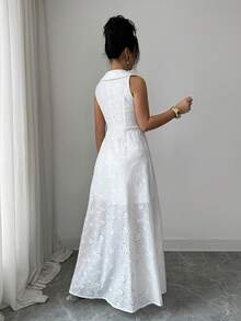 SHEIN Elenzya Đầm không tay, thắt eo, thanh lịch, lãng mạn, ôm sát dành cho nữ - trắng - Xem 2