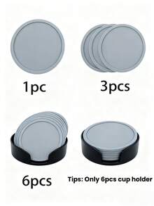 1/3/6 miếng lót cốc silicon màu xám, đệm ly chịu nhiệt, bảo vệ bàn cà phê & quầy bar, lót cốc nóng, quà tặng Giáng sinh. - Xám - Xem 4