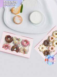 10 Pack Cookie Box Pastry Box With Clear Window 7 X 4.3 X 1.5 Inch Kraft Bakery Premium Gift Box Container For Dessert, Wedding, Party, Birthday (Pink) Valentine's Day, Valentine's Day Wedding, Birthday, Storage Container - Pink - View 4